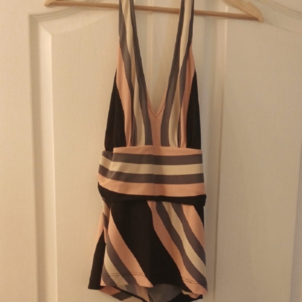 BCBGMaxAzria Pink and Black Asymmetrical Top